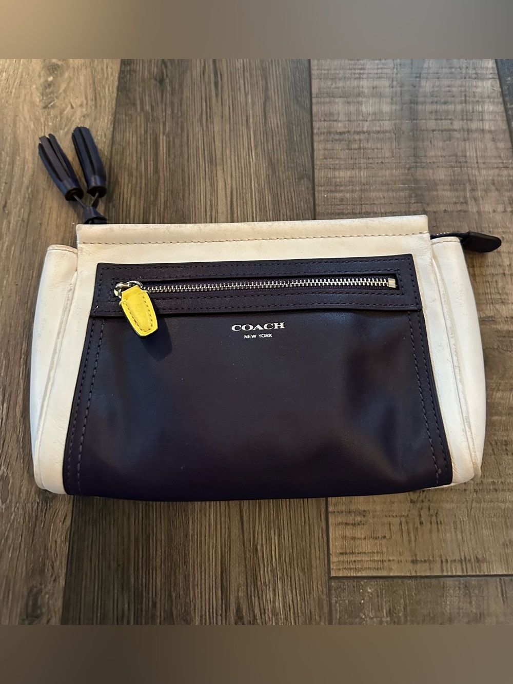 Coach Legacy Colorblock Large Clutch White, Purple & Yellow